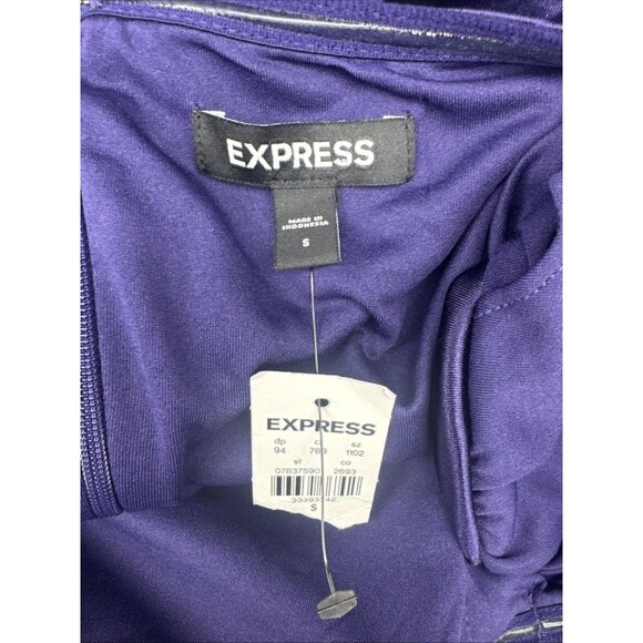 EXPRESS Womens Purple Satin Asymmetrical One Shoulder Rayon Slip Dress Sz S NEW - Picture 6 of 8